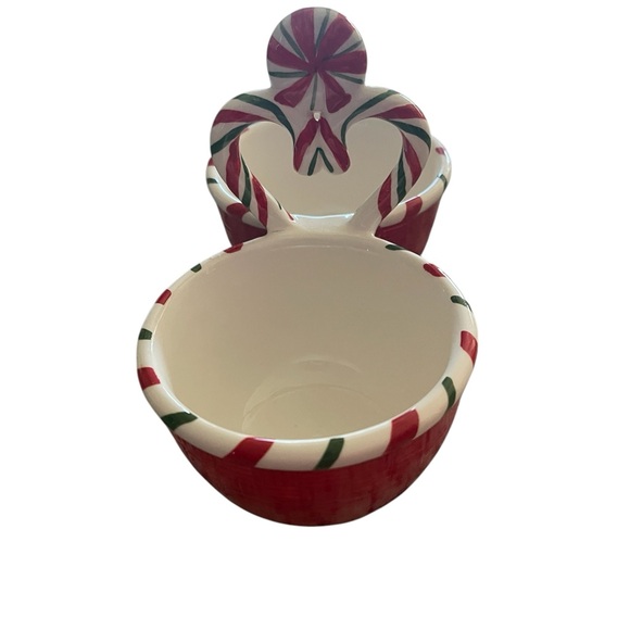 Fitz & Floyd Sugar Coated Christmas Two (2) Section Divided Candy / Dip  Bowl - Picture 5 of 8